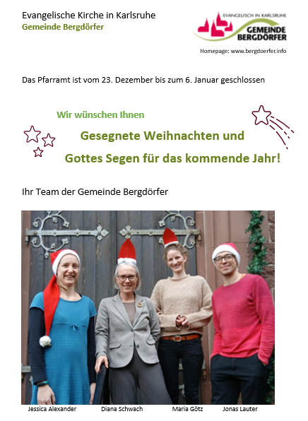 Quelle: Ev. Gemeinden der Region Bergdörfer Karlsruhe Weihnachtsgruß