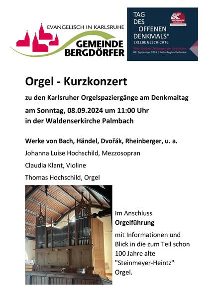 Quelle: Martina Vogt Plakat für das Orgelkonzert am Denkmaltag in der Waldenserkirche